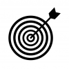 一个公牛眼目标的图标，箭头穿过中心